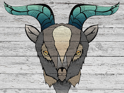 The billy Goat animal digital painting drawing goat hand drawn horns illustration photoshop