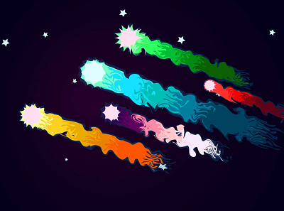 Shooting stars colors comet constellation design illustration illustrator space stars vector