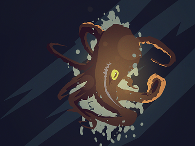 Unexpected Visitor creature design flat illustration octopus silhouette illustration visdev