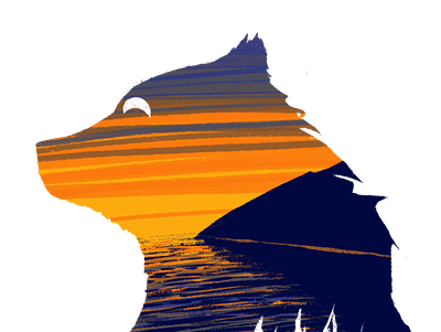 Bear Coast abstract bear bear logo brand identity branding coast design digital illustration drawing illustration logo minimalist silhouette sunrise sunset