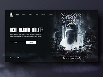 Carach Angren WebSite Concept 026 brutal carach angren daily challange daily ui daily ui 026 dailyui dark dark theme design landina landingpage metal band minimal rock rock n roll subscribe ui websesign website