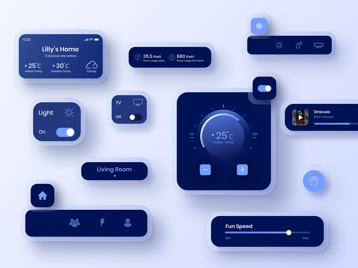 Dark UI Elements by Anastasia Shalik on Dribbble