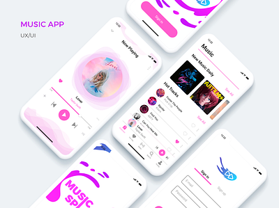 Music App Design app design ios minimal music music app music player pink ui ux