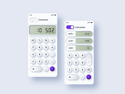 Skeuomorphic Calculator And Converter 004 converter daily challange dailyui design ios minimal skeuomorph skeuomorphic ui ui daily 004 ui design ux