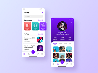 Social App app app design apple daily challange dailyui design ios minimal news profile social app social network ui ux vector