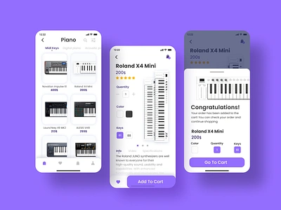 E-commerce Piano Shop app app design apple daily challange dailyui design icon ios minimal overlay piano piano app pop up ui ux velvet