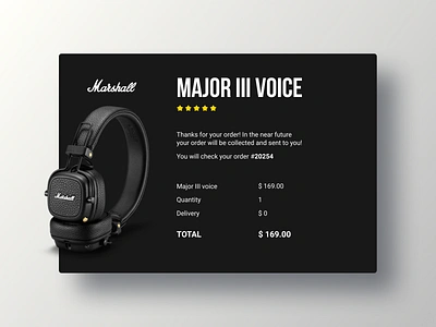 Email Receipt 017 bebas branding daily 100 challenge daily challange dailyui dark design email design email receipt headphone logo marshall order ui