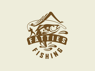 Fish Hunter Logo branding creative creative design elegant fishing fishing boat fishing logo fishing rod flat food logo professional typography vector
