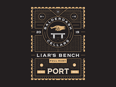 Balderdash Cellars Liar's Bench Port Label Design