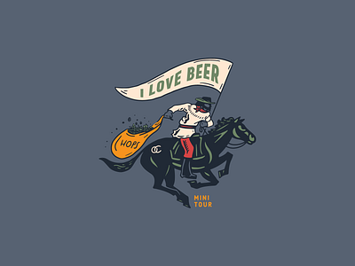 Old Chicago Valentines Day beer booze cowboy illustration