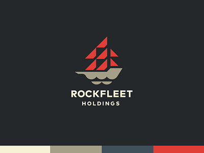 Rockfleet Holdings Identity boat branding clean financial icon identity logo nautical ocean sail ship