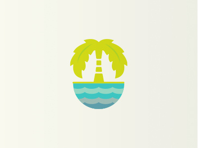 Palm colorful icon logo ocean palm tree tropical waves