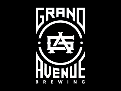 Grand Avenue Brewing Co. WIP brewery lock up logo monogram round type