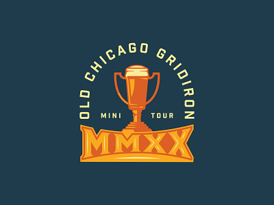 Old Chicago Gridiron Tour Tee 5 beer icon illustration logo vector