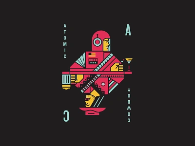 Atomic Provision Tee 1 apparel astronaut cowboy illustration playing card teeshirt