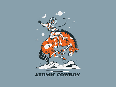 Atomic Provisions Tee 4 astronaut cowboy denver horse illustration