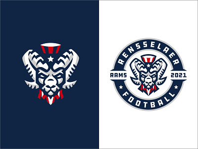 Rensselaer Rams athletic branding football icon illustration logo ram sports
