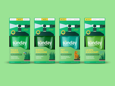 Sunday Lawn Care Grass Fertilizers illustration packaging