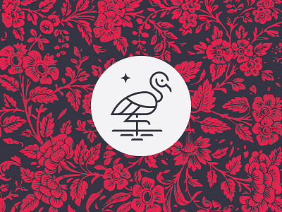 The Bird is the Word bird flamingo identity line linework logo monoline