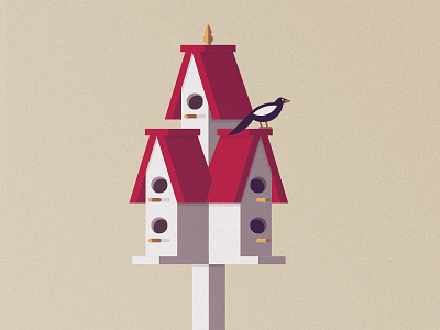 Birdhouse architecture bird birdhouse flat flat art house illustration isometric