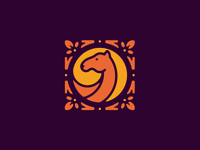 Camel animal camel floral icon identity logo ornate restaurant