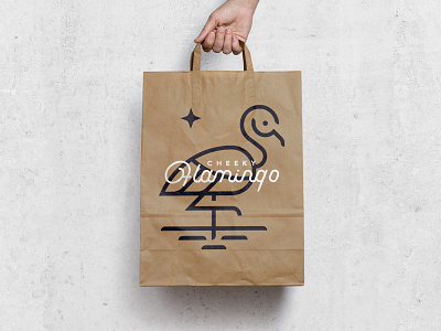 Cheeky Flamingo Branding animal bird branding custom type fashion flamingo line logo monoline