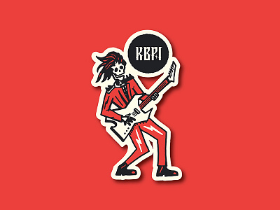 KBPI Rebrand illustration logo metal punk radio rock roll skeleton skull typography