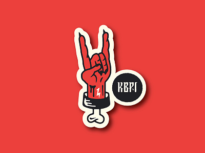 KBPI Rebrand bone hand illustration logo metal punk radio rock roll typography