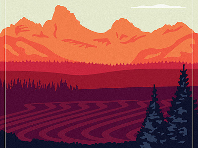 Grand Teton Distillery Poster Detail art illustration landscape mountains