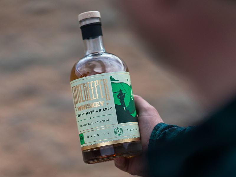 Grand Teton Distillery Gamekeeper Whiskey Label camp outdoor illustration typogaphy label design packaging whiskey