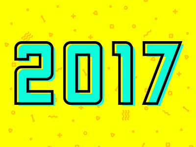 Hello 2017 background colourful cyan flat pattern typography yellow