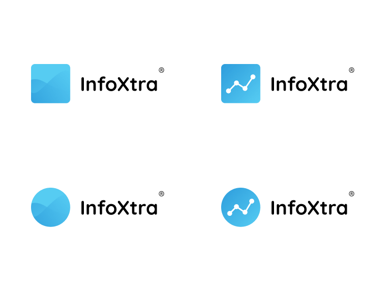 InfoXtra - My first logo design app blue brand gif icon logo