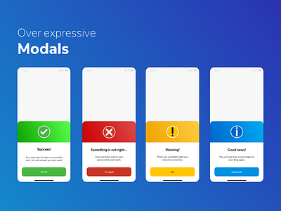 Over Expressive Modals app design mobile app mobile ui modal modal window modals ui ux