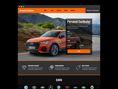 Persnonal CarDealer Website car car dealer website website concept