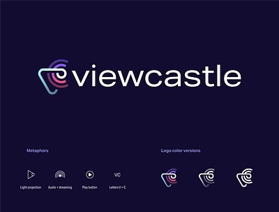 Viewcastle Logo branding castle digital product logo saas streaming app video