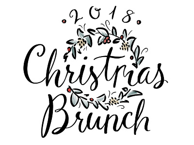 Christmas Brunch Lettering brunch christmas holiday lettering wreath