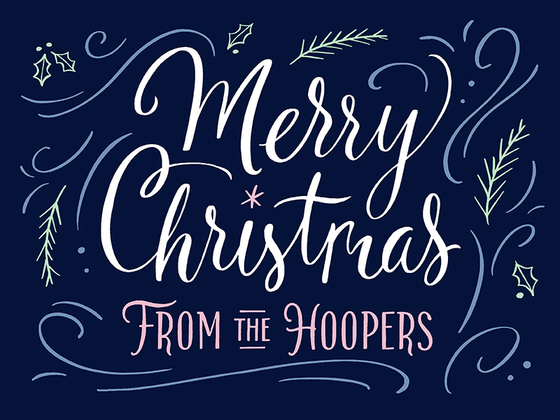 Hand-Drawn Christmas Card merry christmas lettering mistletoe merry holly holiday card holiday happy holidays hand lettering swirls flourishes festive christmas card christmas