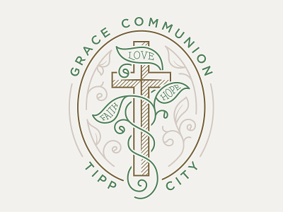 Grace Communion Logo bible church cross design illustration leaves lettering logo ministry typography vines