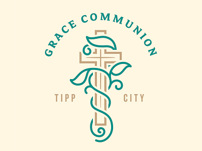 Grace Communion Logo bible church clean cross logo ministry sermon vine