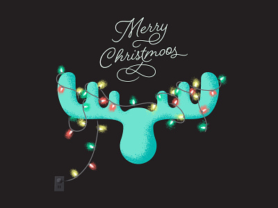 Merry "Christmoos" antlers christmas festive holiday illustration ipad pro art lettering lights merry moose procreate script texture