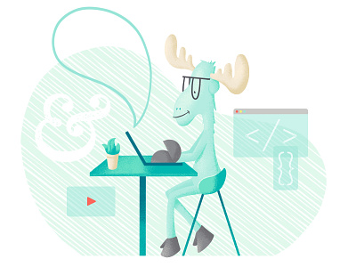 Working Moose (In-Progress) animation antlers code design developer development laptop moose typography video work