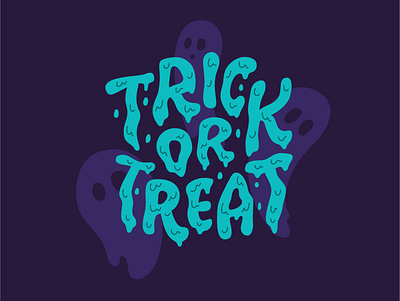 Trick or treat lettering with ghosts design graphic design illustration lettering letters typography vector