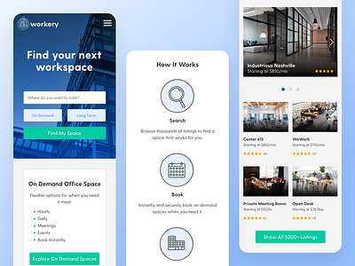 Workery Homepage Mobile grid landing page mobile mobile design ui ux web web design