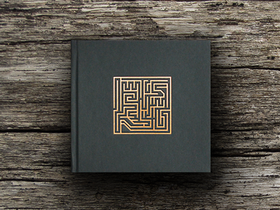 Labyrinth notebook 2d bronze copper design hotfoil labyrinth maze notebook stamping stationery