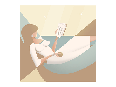 Between The Lines 2d book brown cubism design girl illustration reading sexy summer vector woman