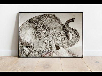 Pencil Sketch art drawing elephant finearts illustration painting pencil sketch