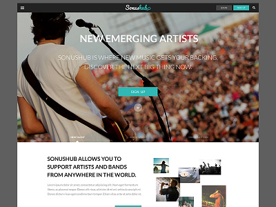 Sonushub Website crowd funding homepage music platform ui user experience ux web web design