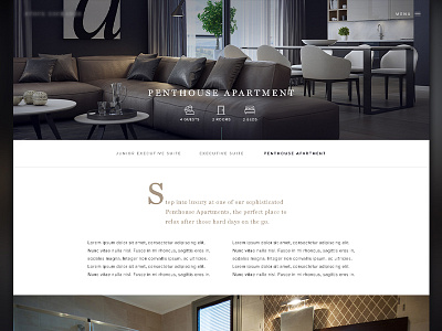 Penthouse Room - Luxury Hotel clean elegant hotel luxury minimal penthouse responsive typography ui web web design