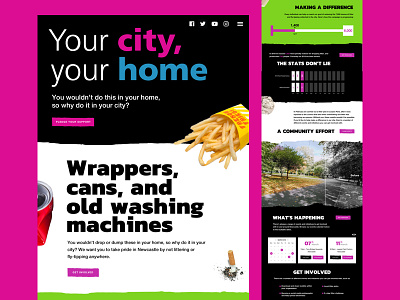 Newcastle City Council - Your city, your home black campaign council green homepage litter newcastle pink responsive ui ux web web design