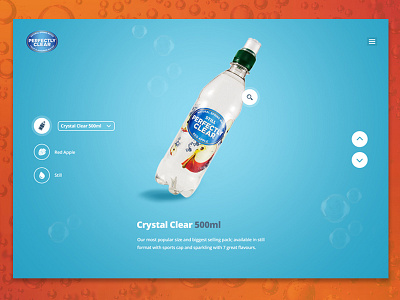 Perfectly Clear - Product page blue bubbles homepage product page responsive ui ux water web web design